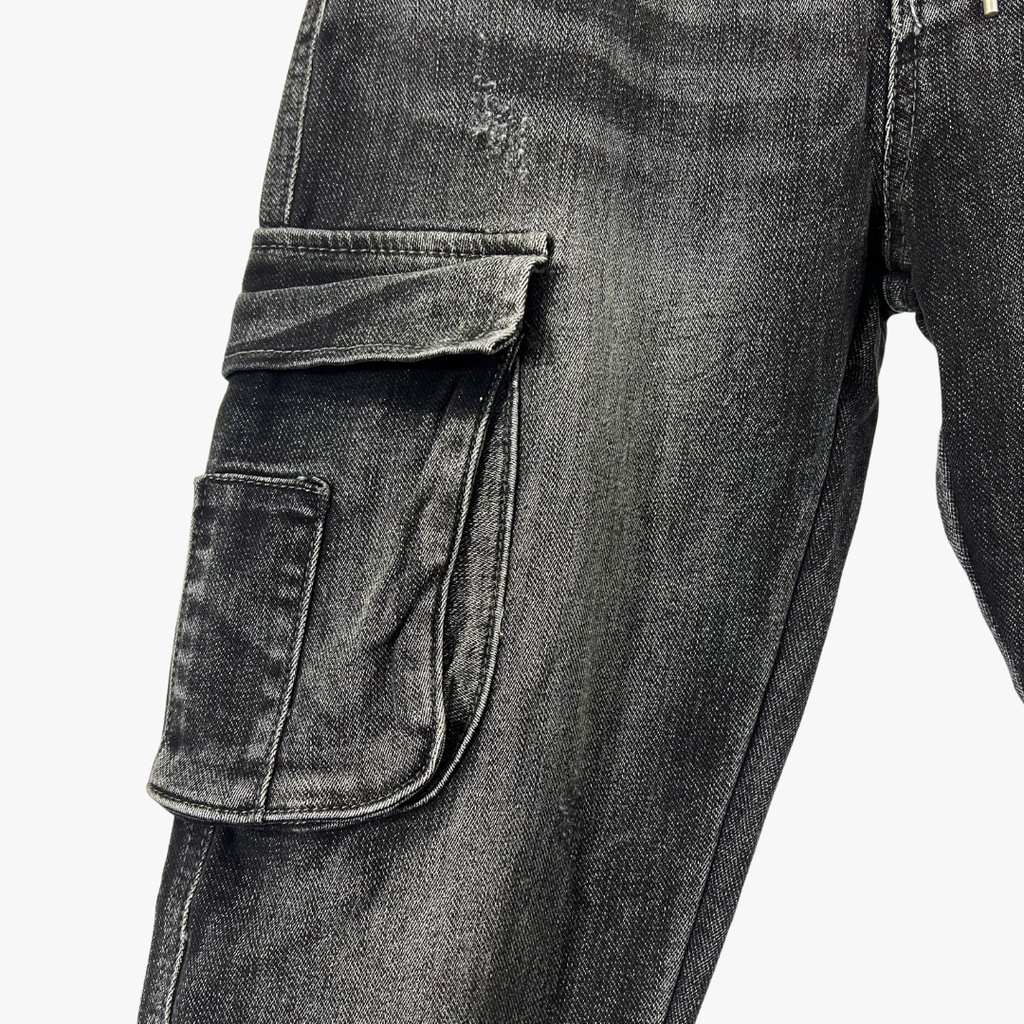 Quần Jeans Dài Nam Túi In Logo – Xanh Wash Cổ Điển, Dáng Suông - 2596