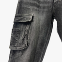 Quần Jeans Dài Nam Túi In Logo – Xanh Wash Cổ Điển, Dáng Suông - 2596