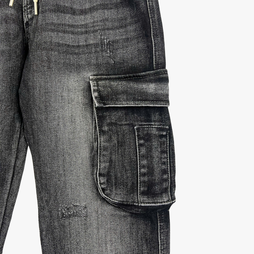 Quần Jeans Dài Nam Túi In Logo – Xanh Wash Cổ Điển, Dáng Suông - 2596