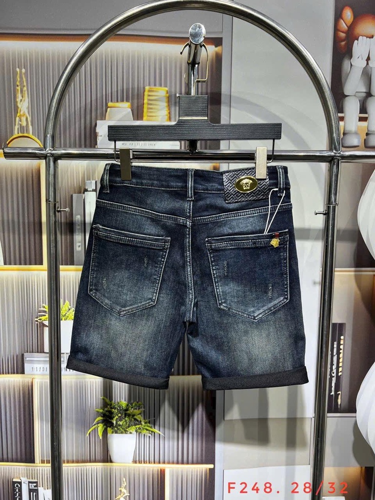 Quần short jeans nam xanh đậm slimfit cá tính-F248-288-283