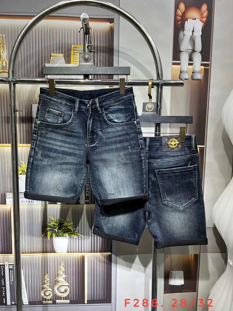 Quần short jeans nam xanh đậm slimfit cá tính-F248-288-283