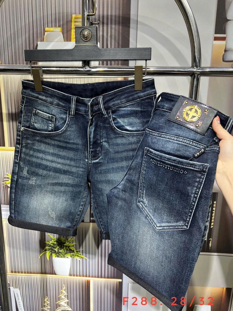 Quần short jeans nam xanh đậm slimfit cá tính-F248-288-283