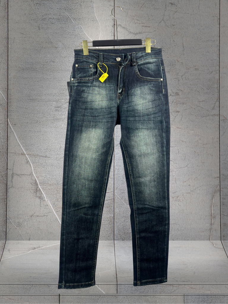 Quần Jean Nam Ống Đứng Xanh Đậm Rách Nhẹ – Chất Bụi, Chuẩn Trend - HU2189