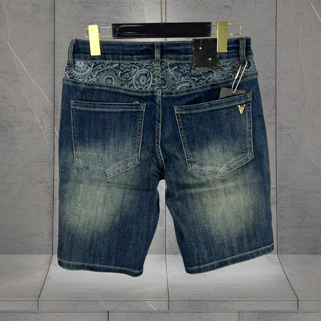 Quần Short Jean Nam Lưng Thêu Cách Điệu -TC050 | Form Chuẩn, Jean Co Giãn 