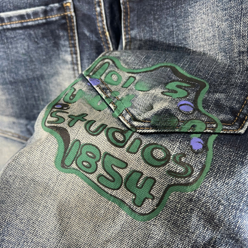 Quần Short Jean Nam KJ6016 - Wash Xanh Đậm, Họa Tiết Logo Cực Chất 
