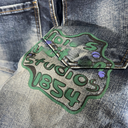 Quần Short Jean Nam KJ6016 - Wash Xanh Đậm, Họa Tiết Logo Cực Chất 