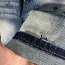 Quần Short Jean Nam KJ6016 - Wash Xanh Đậm, Họa Tiết Logo Cực Chất 