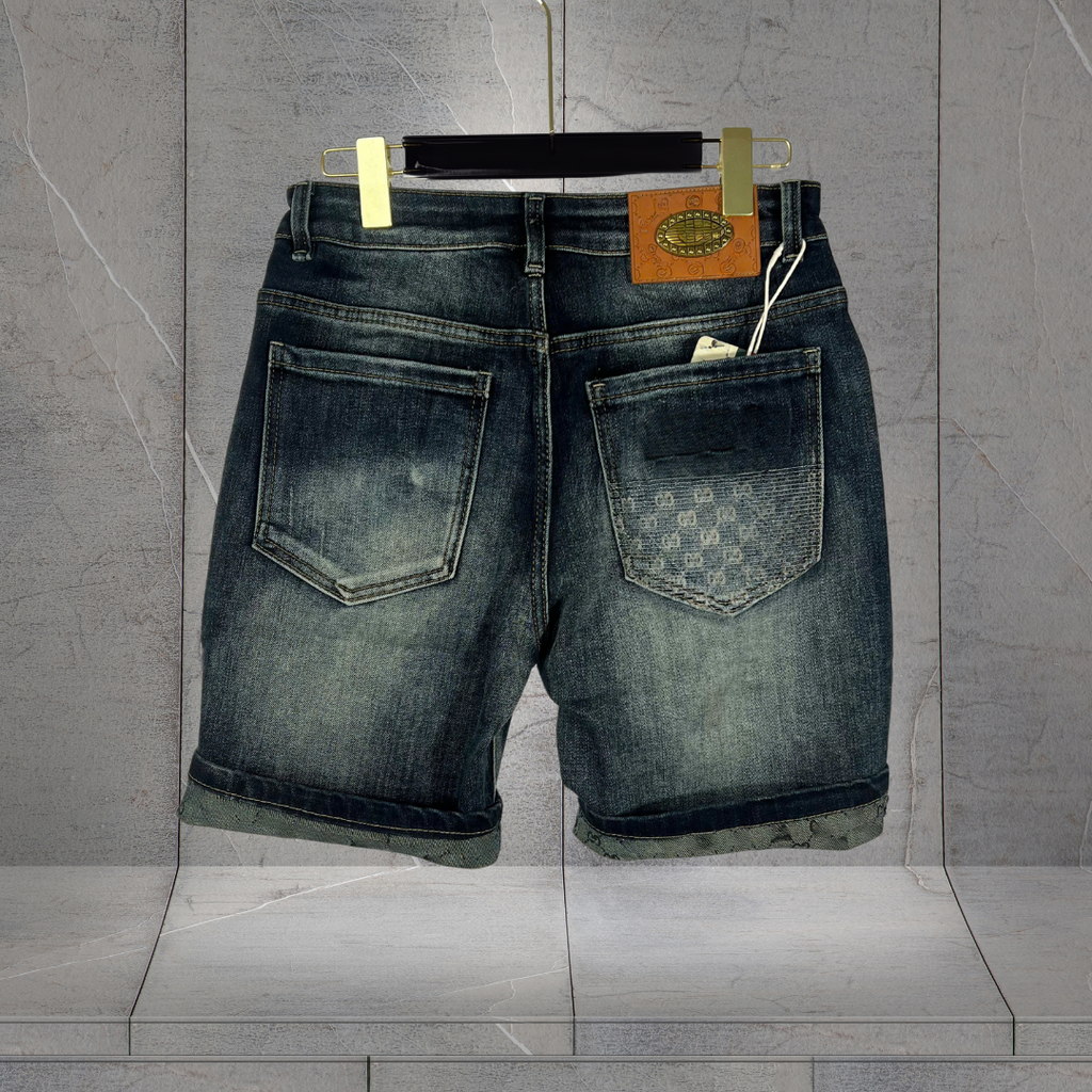 Quần short jean nam đen rách phong cách - hu2206