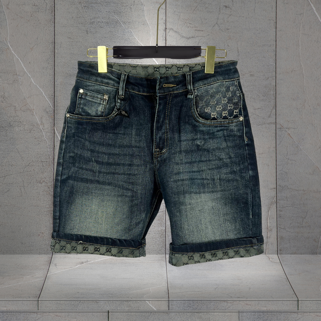 Quần short jean nam đen rách phong cách - hu2206