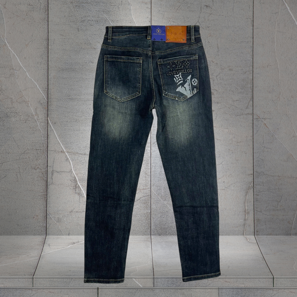 Quần Jean Nam Dáng Slim Wash Xanh Cổ Điển - JB590