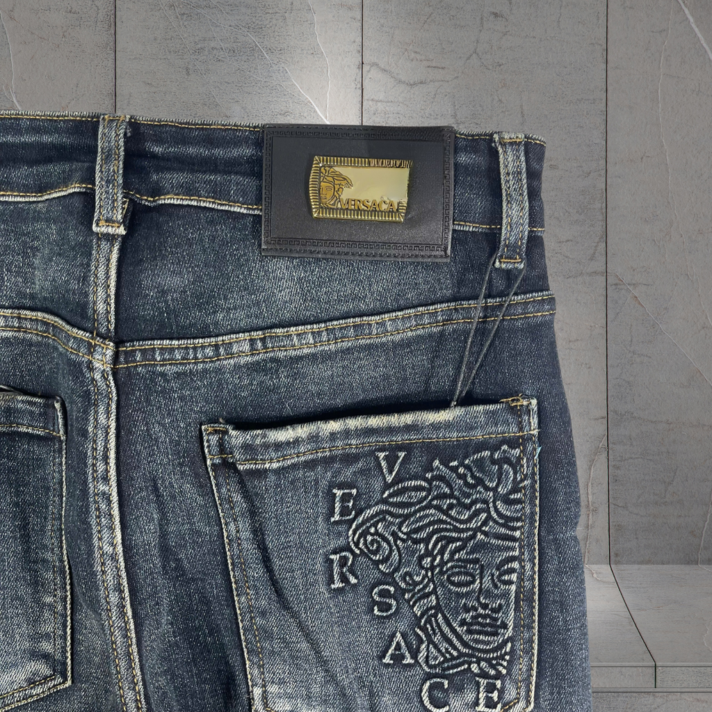 Quần Jean Nam Versace Dáng Slim Túi Thêu Medusa -H161
