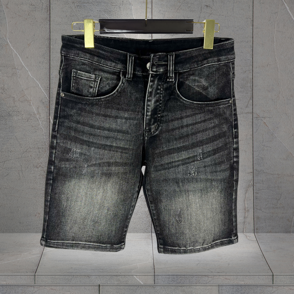 Quần Short Jean Nam F357 - Rách Nhẹ, Wash Xám Cá Tính 