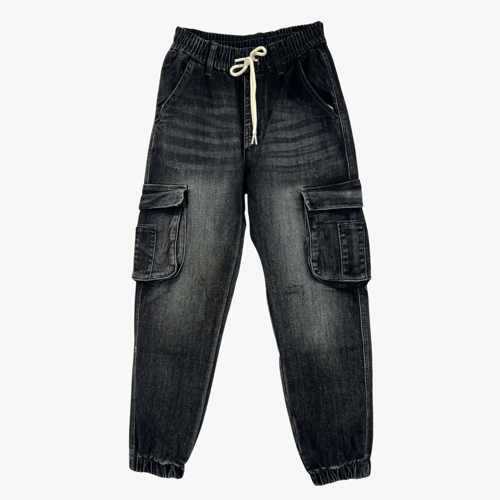 Quần Jeans Dài Nam Túi In Logo – Xanh Wash Cổ Điển, Dáng Suông - 2596