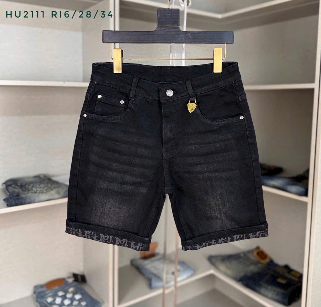 Quần jeans short DIO đen túi in -HU2111